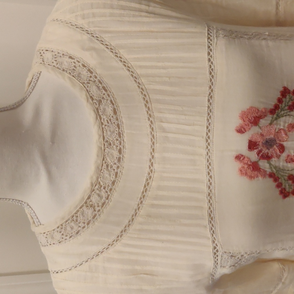 Free People Embroidered Victorian Dress Cream/ Off-white mini dress Cottagecore - Picture 6 of 14